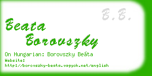 beata borovszky business card